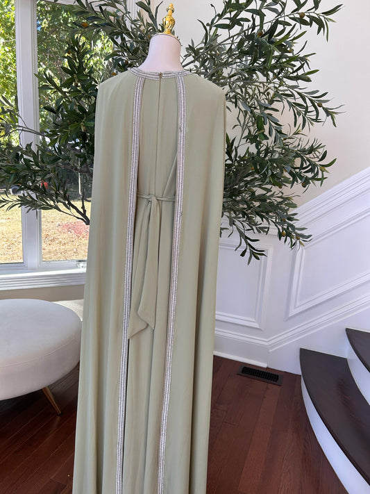 Light Green Floral Kuftan Elegance