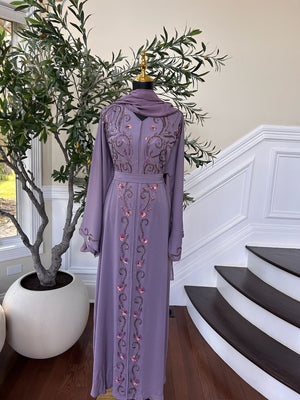 Purple Lavender Detail  Abaya