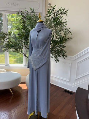 Baby Blue Sleeve Charm Abaya