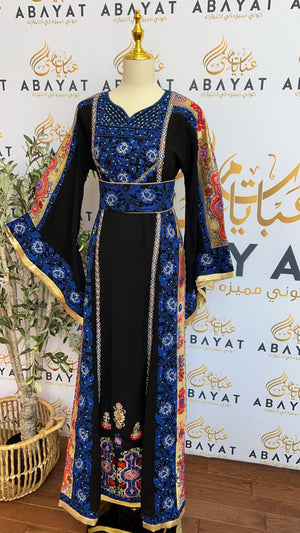 Black/Blue Embroidered Thobe #A