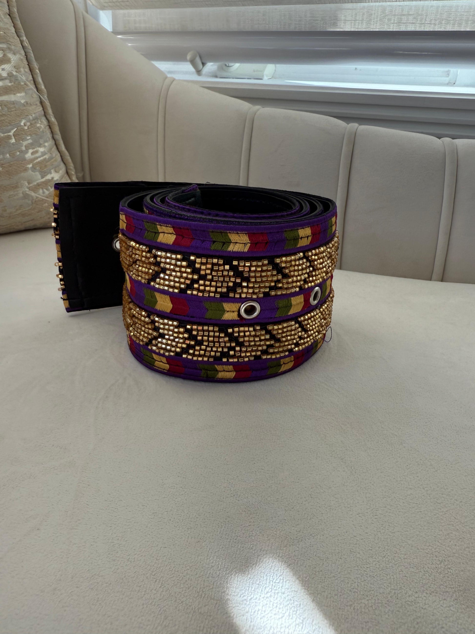 Sabal Kharaz Purple Tatreez Thobe Belt
