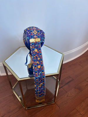 Blue Tatreez Embroidery Coin Head Piece