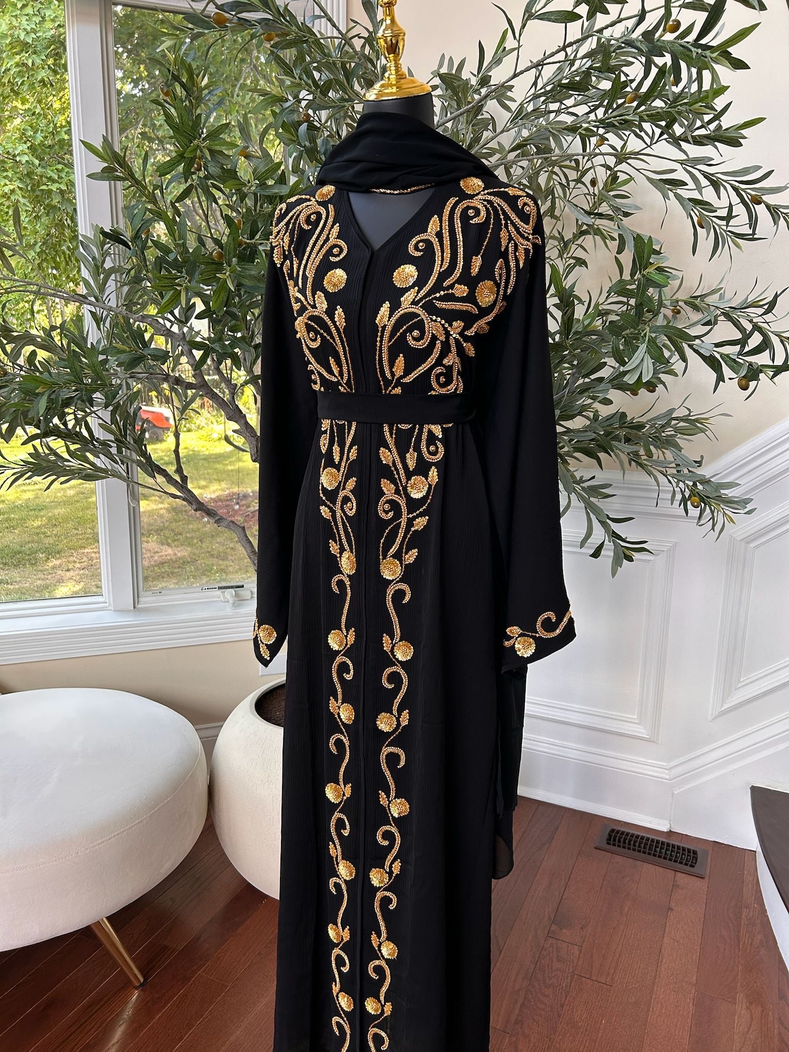 Golden Black Charming Detail Abaya