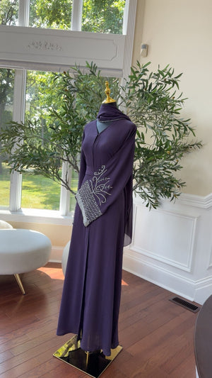 Purple Sleeve Beaded Abaya