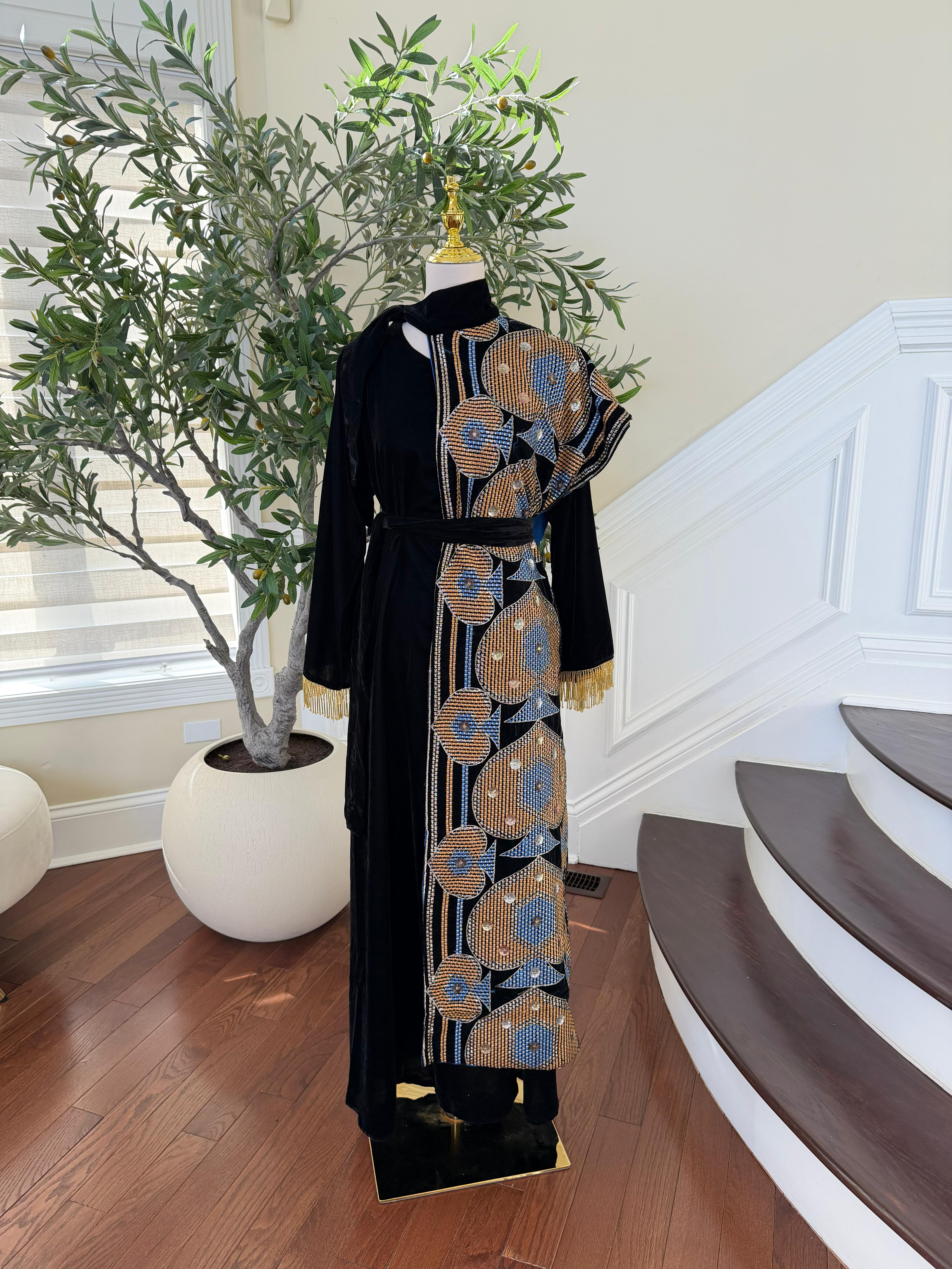 Black Velvet Two Peice Dress