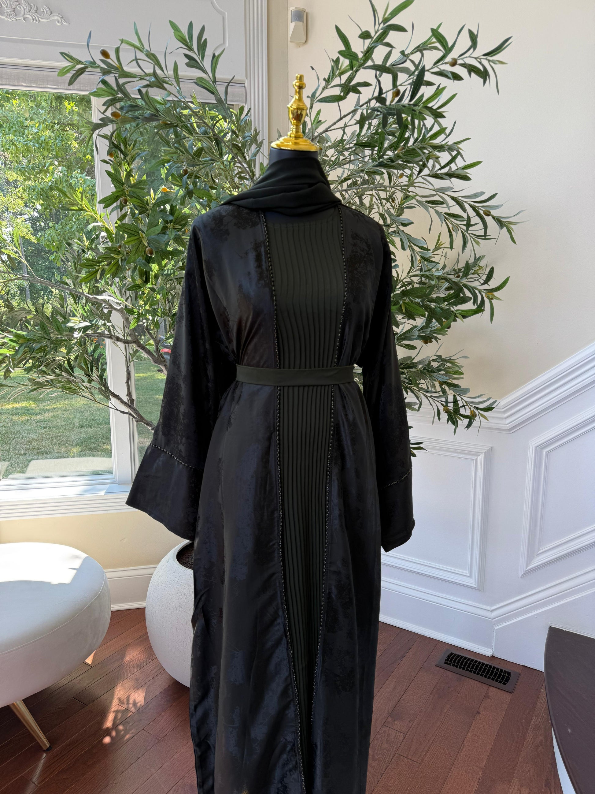 Deep Olive Blossom Abaya