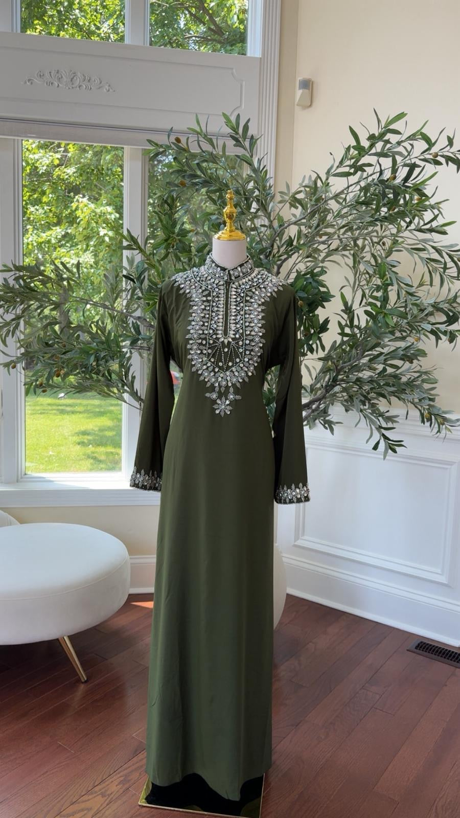 Green Glamour Crystal Kuftan