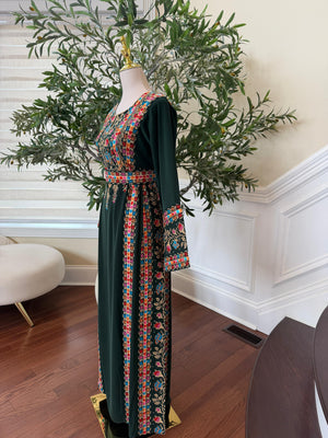 Green Embroidery Tatreez Thobe