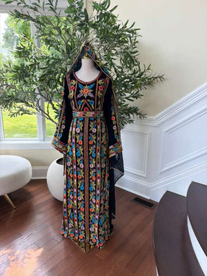 Black Beaded Stone Embroidered Thobe