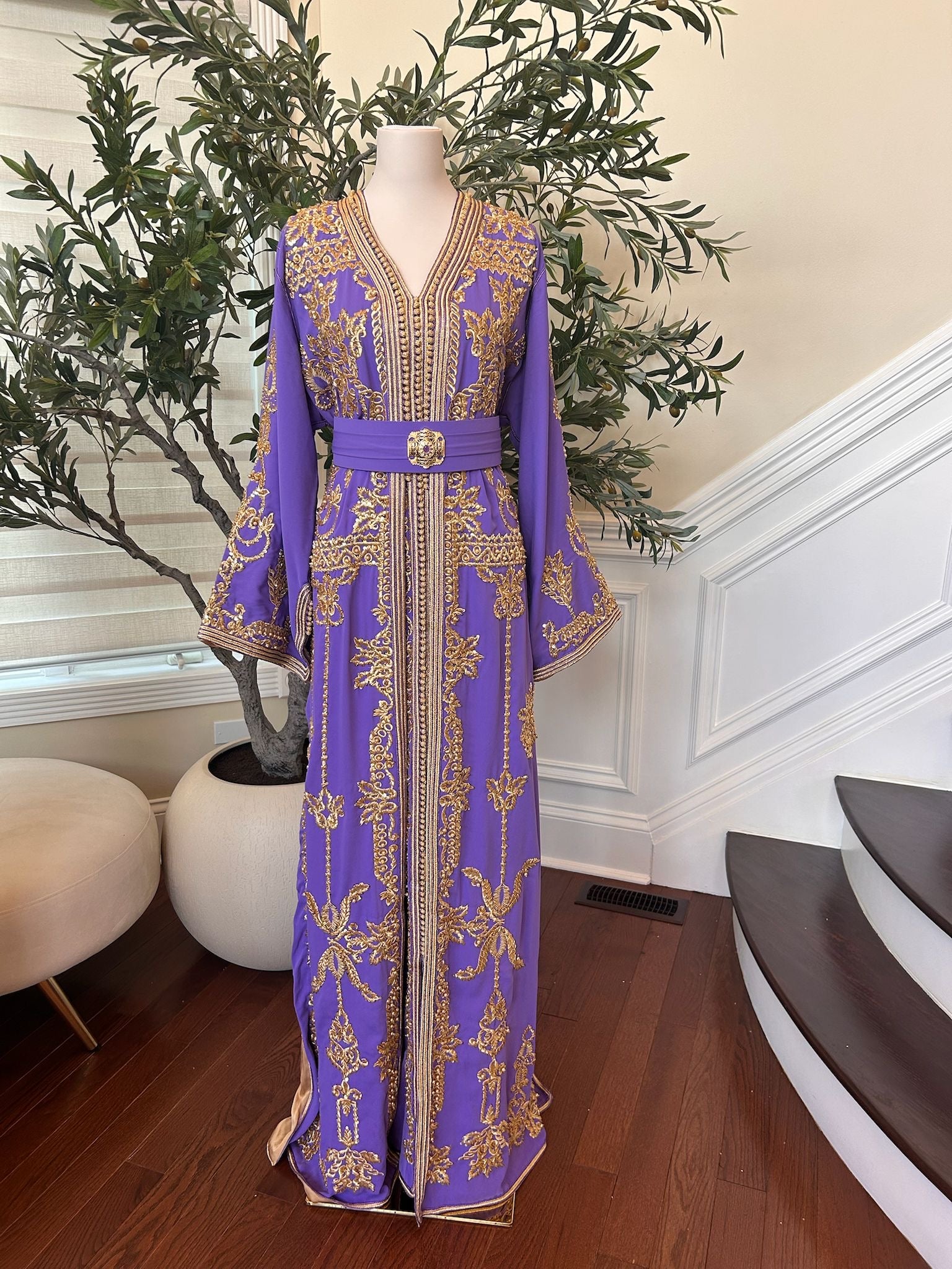 Lavender Purple Golden Detail Kuftan
