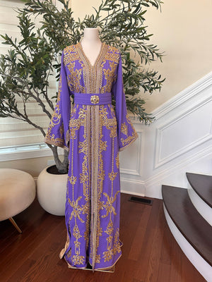 Lavender Purple Golden Detail Kuftan