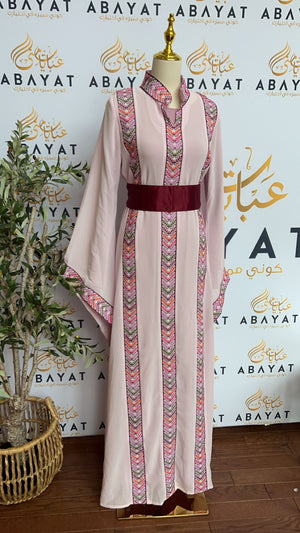 Pink Tatreez Two Piece Abaya