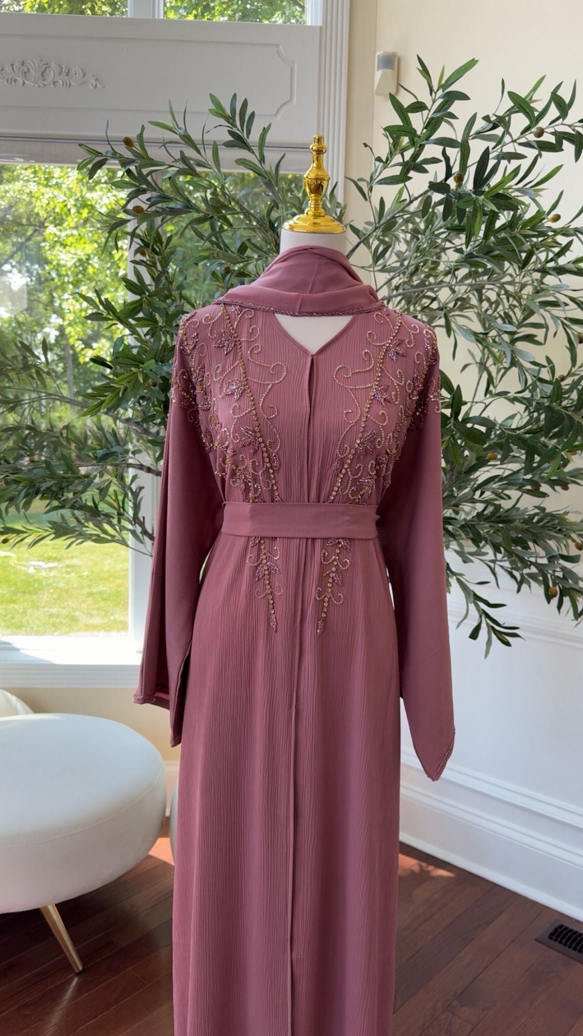 Rose Pink Floral Abaya