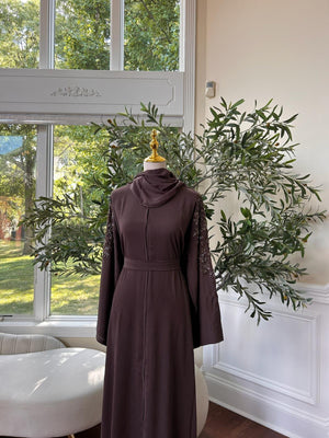 Elegant Muave Floral Design Abaya