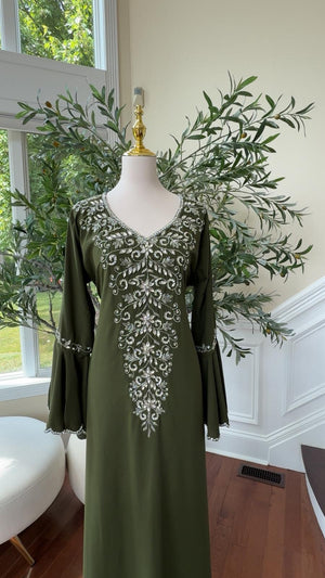 Green Silver Beaded Kuftan