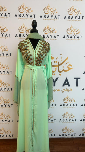 Mint Green Designed Abaya #8097663