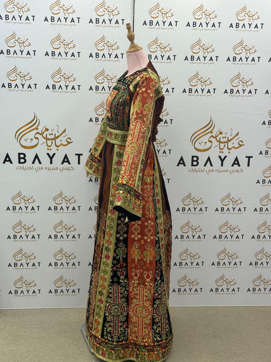 Malaka – Royal Palestinian Embroidered Velvet Thobe Jana & Nar