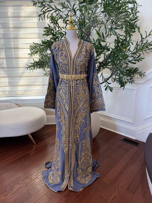 Gray Elegance Beaded Embroidery Kuftan