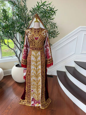 Royale Red Embroidery Tatreez Elegance Thobe