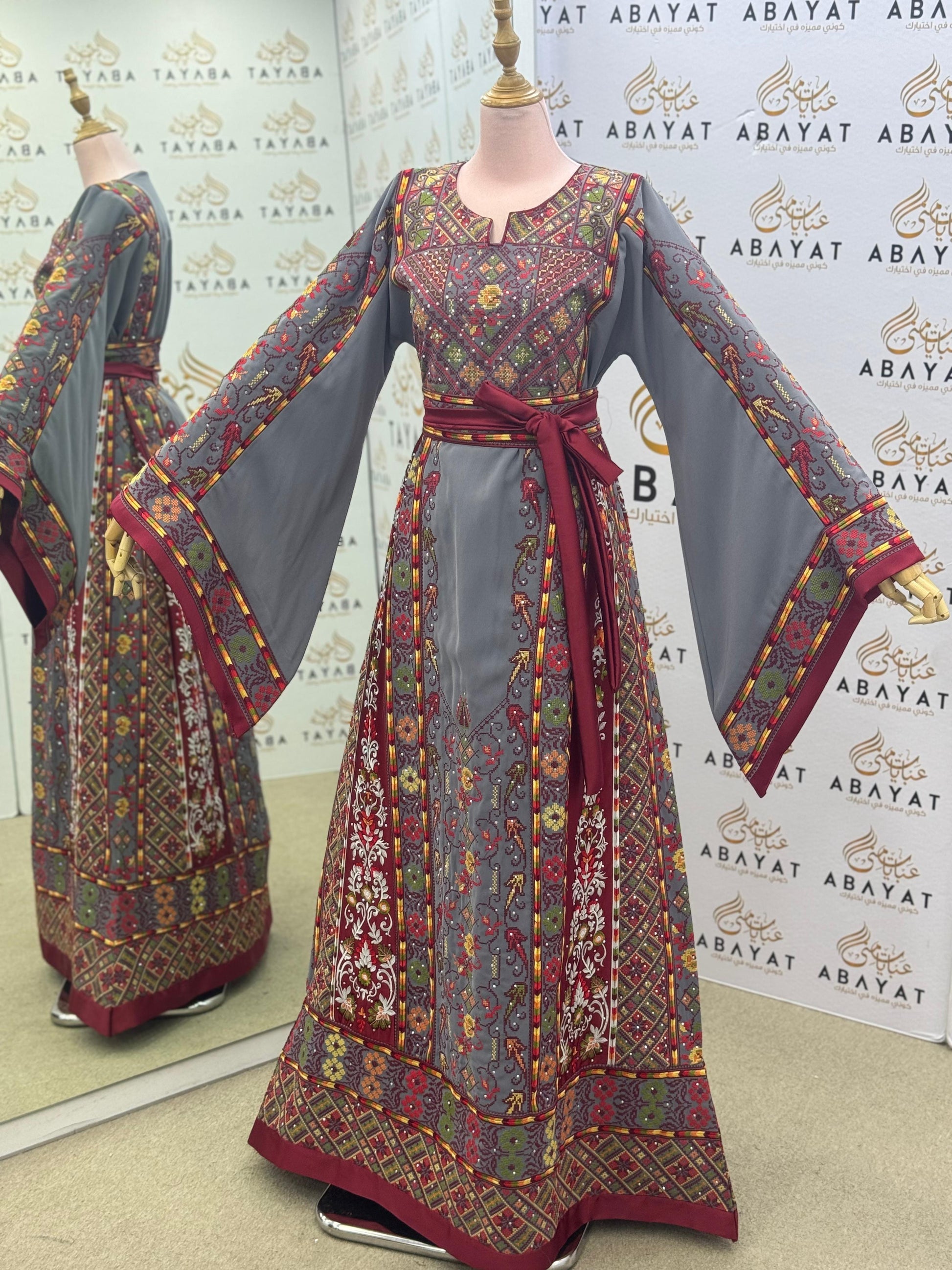 Smoky Grey Heritage Palestinian Tatreez Thobe