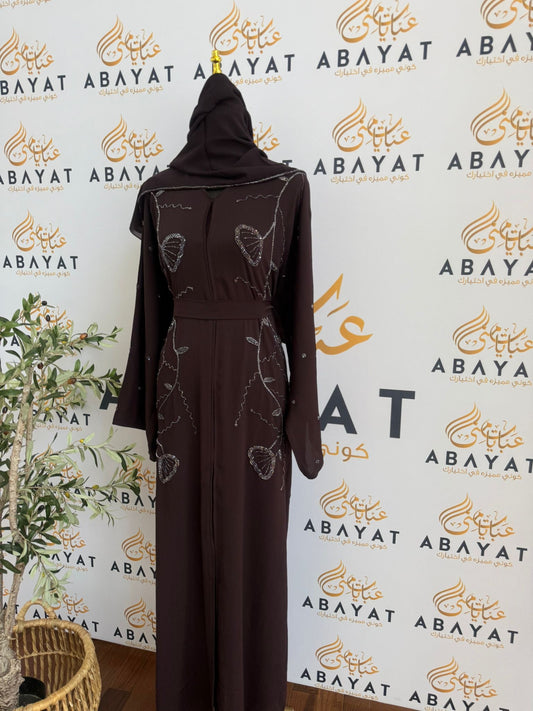 Elegant Deep Purple Beaded Abaya