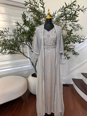 Grey Radiance Beaded Modern Kuftan