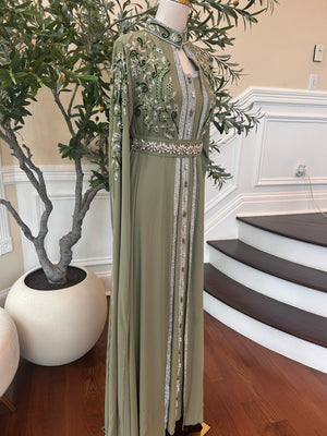 Olive Beaded Stone Kuftan