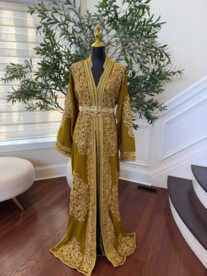 Olive Green Majestic Beaded Kuftan