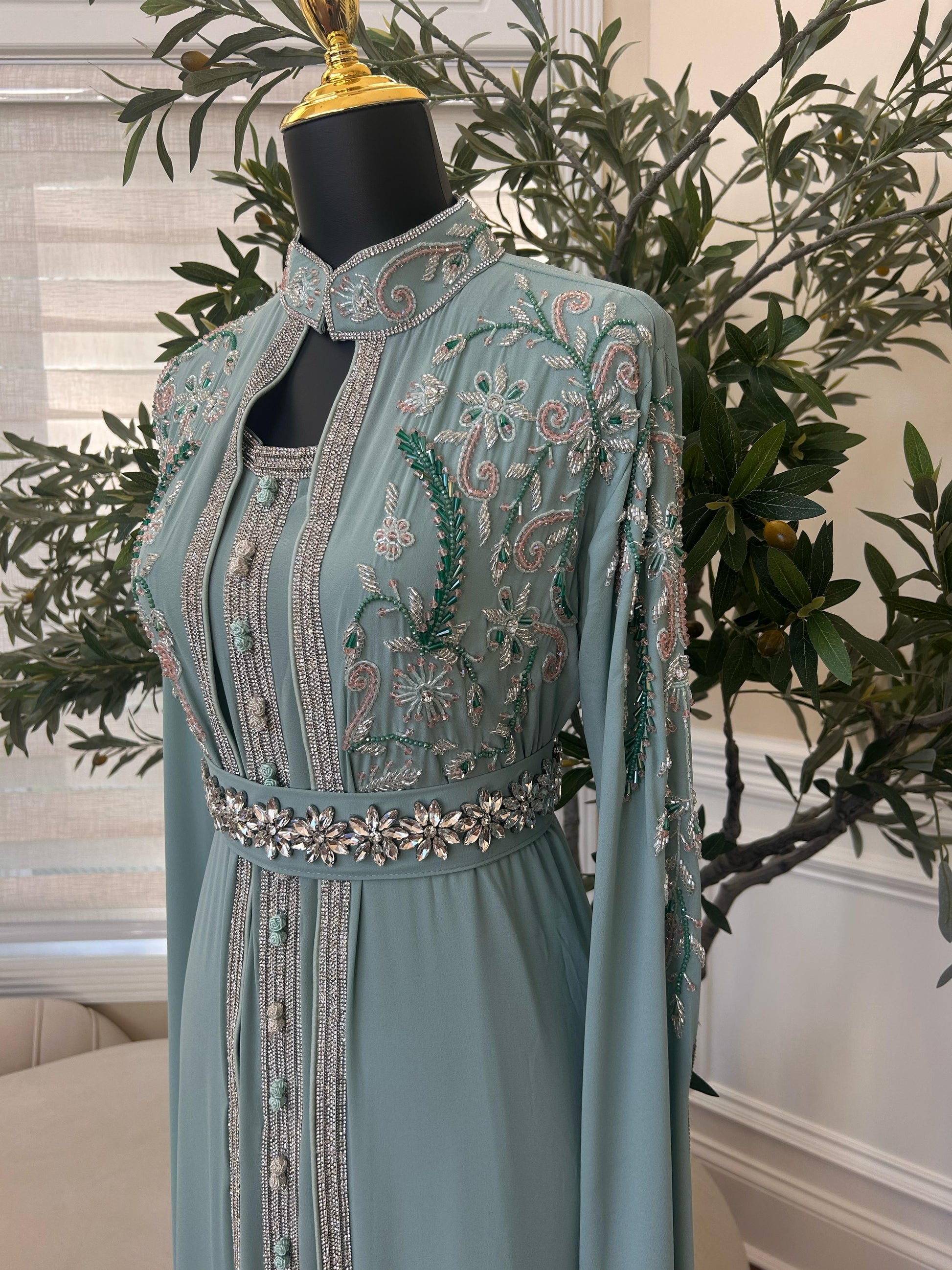 Mint Blue Rose Legacy Kuftan