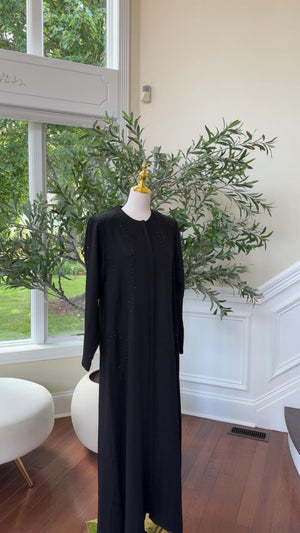 Midnight Black Abaya – Subtle Sparkle Detail
