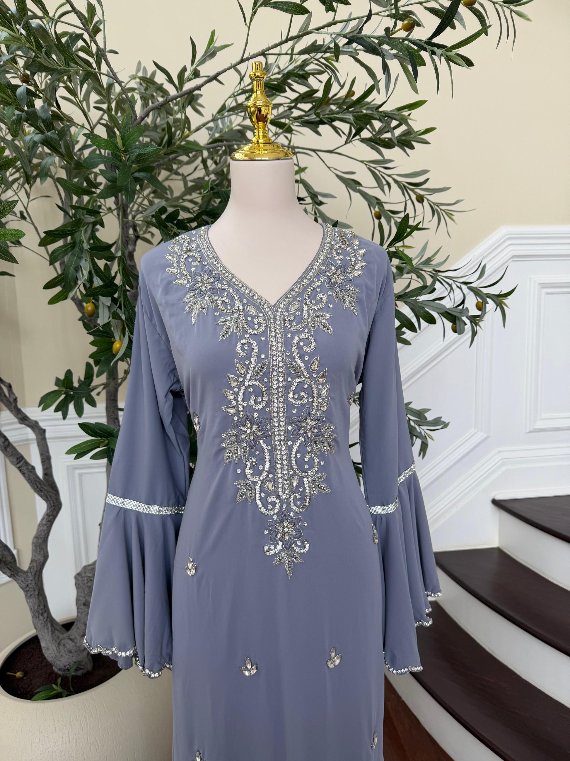 Crystal Grey Stone Kuftan