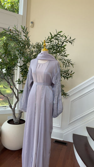 Lavender Grey Sparkle Grace Two-Piece Abaya