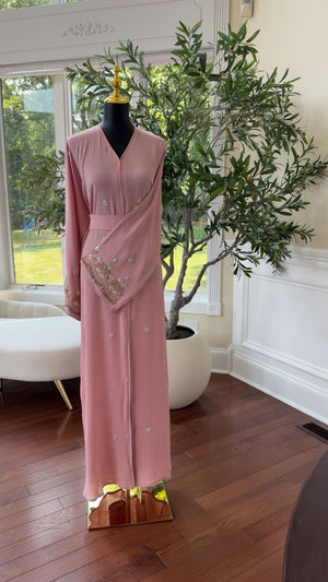 Pink Floral Sleeve Abaya