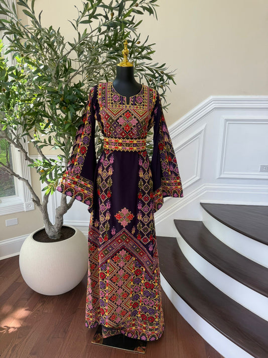 Elegant Purple Tatreez Dress/A