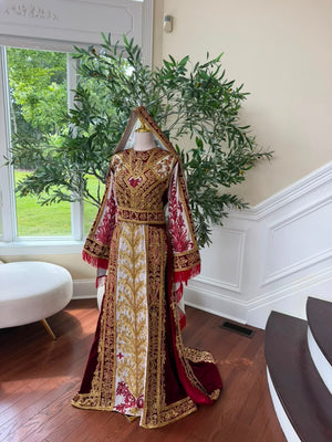 Royale Red Embroidery Tatreez Elegance Thobe