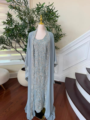 Baby Blue Beaded Charm Elegance Kuftan