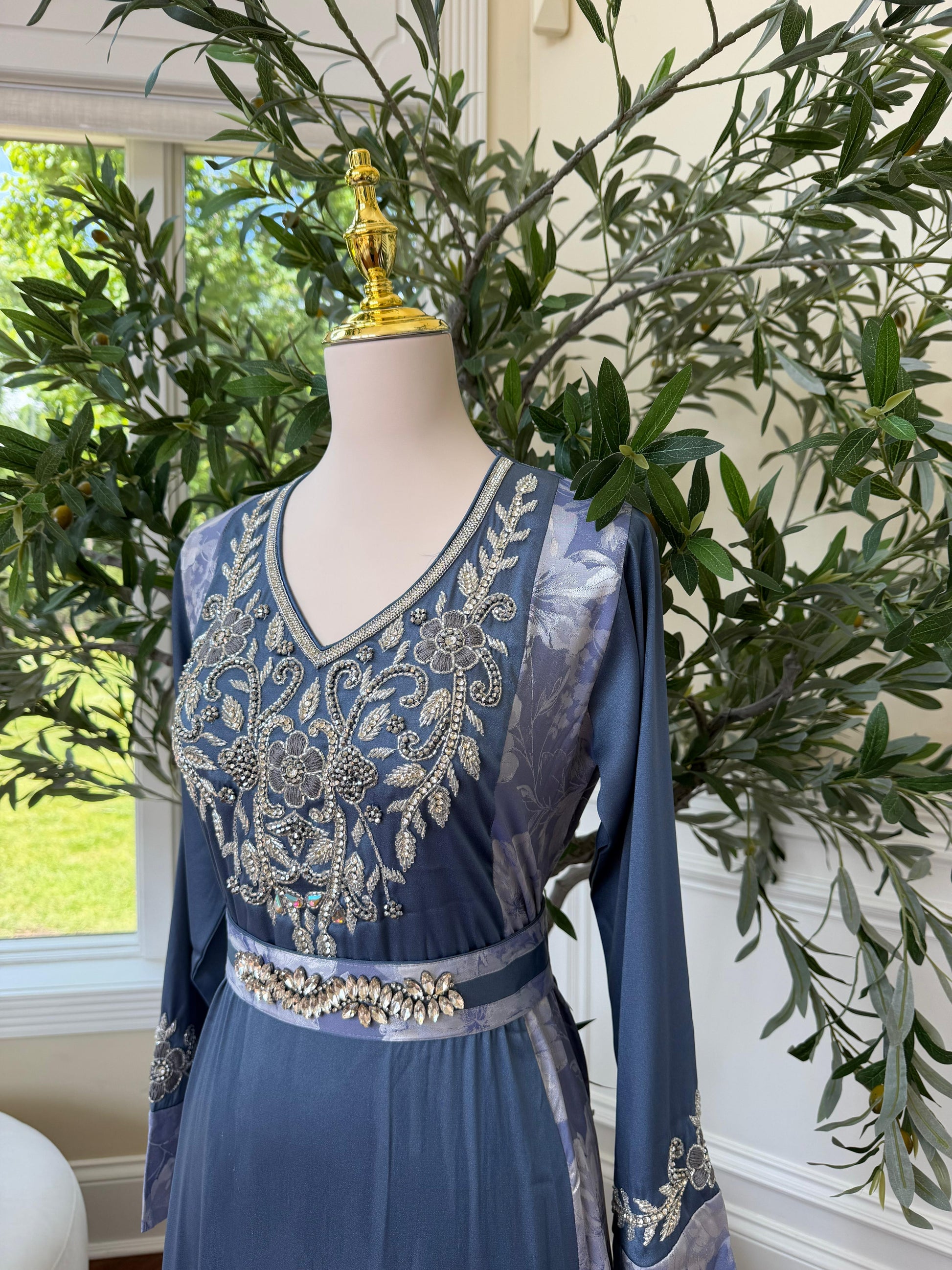 Ocean Breeze Embroidery Beaded Kuftan