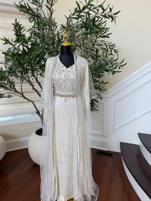 White Beaded Elegance Kuftan