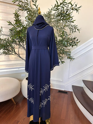 Blue Crystal Beaded Abaya