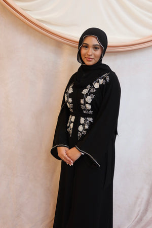 Black Ivory Blossom Abaya