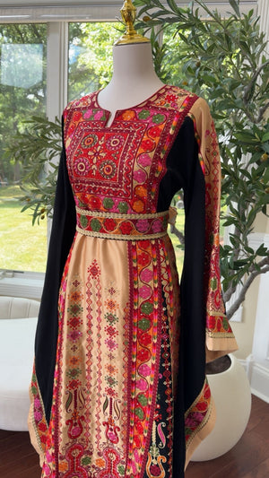 Black Tatreez Embroidery Thobe/ A