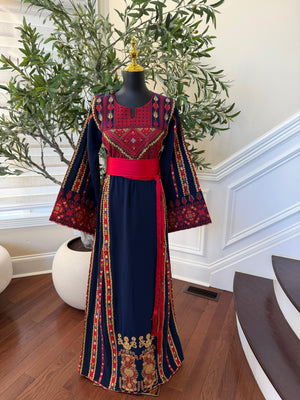 Blue Embroidery Tatreez Traditional Thobe