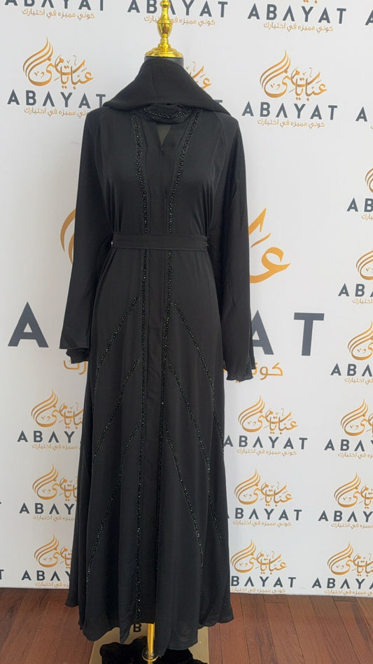 Black Sparkle Nada Fabric Abaya