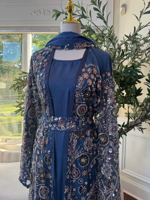 Ocean Breeze Sequin Floral Abaya
