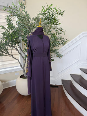 Purple Beaded Sleeve Abaya