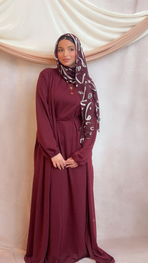 Maroon Two Piece Abaya Set