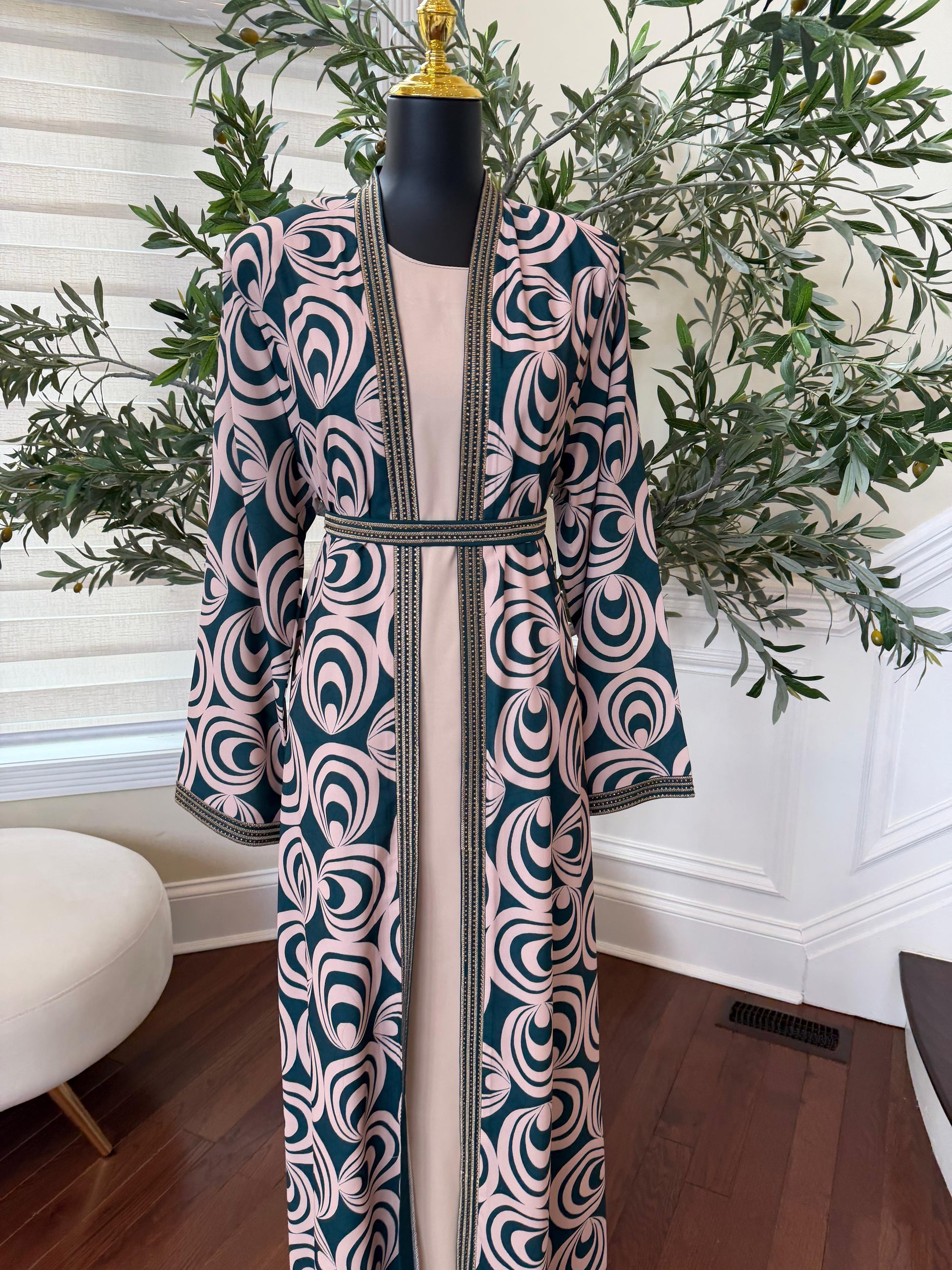 Blush Teal Two-Piece Abaya