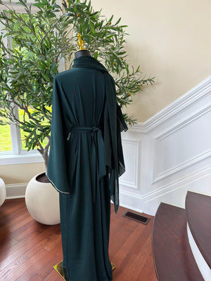 Emerald Green Beaded Charm Abaya