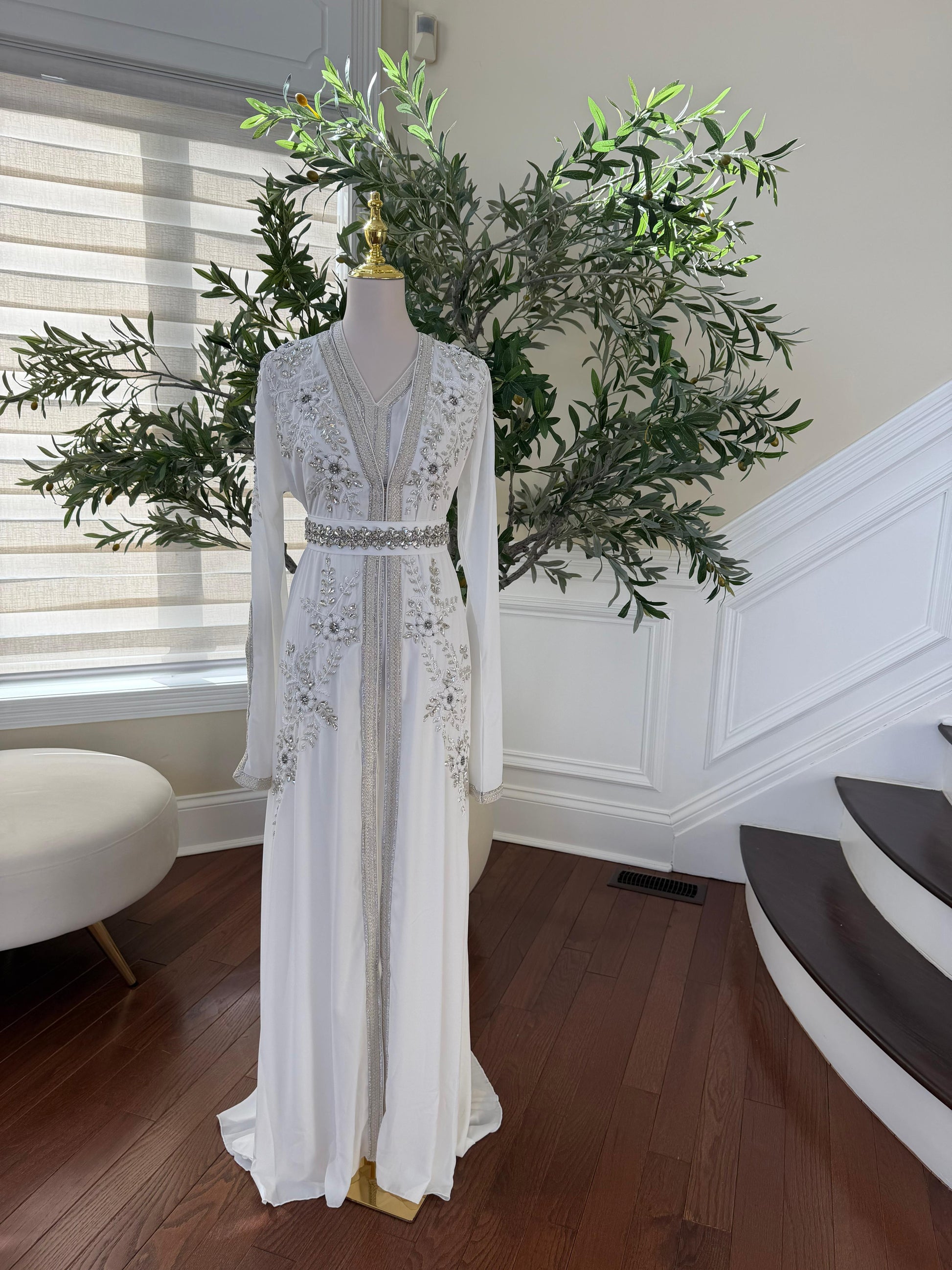 White Elegance Beaded Kuftan