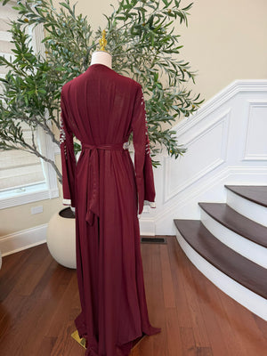 Red Royale Rose Beaded Kuftan